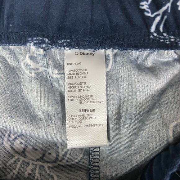 Disney Stitch Pajama Bottoms Adult Large 12-14 Blue Pants Navy Sleepwear Womens - Picture 2 of 9